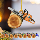 Podagree Personalized Name Arborist Ornament for Xmas 2023, Customized Chainsaw Ornament Aborist Christmas Wood, Plastic Ornament Tree Hanging Ornament Pine Decorations for Friends Family (AB10)